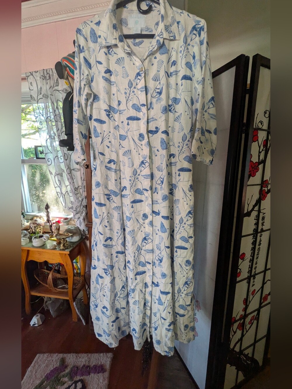 Cynthia Rowley Women's Button-Front Blue Floral Maxi Dress